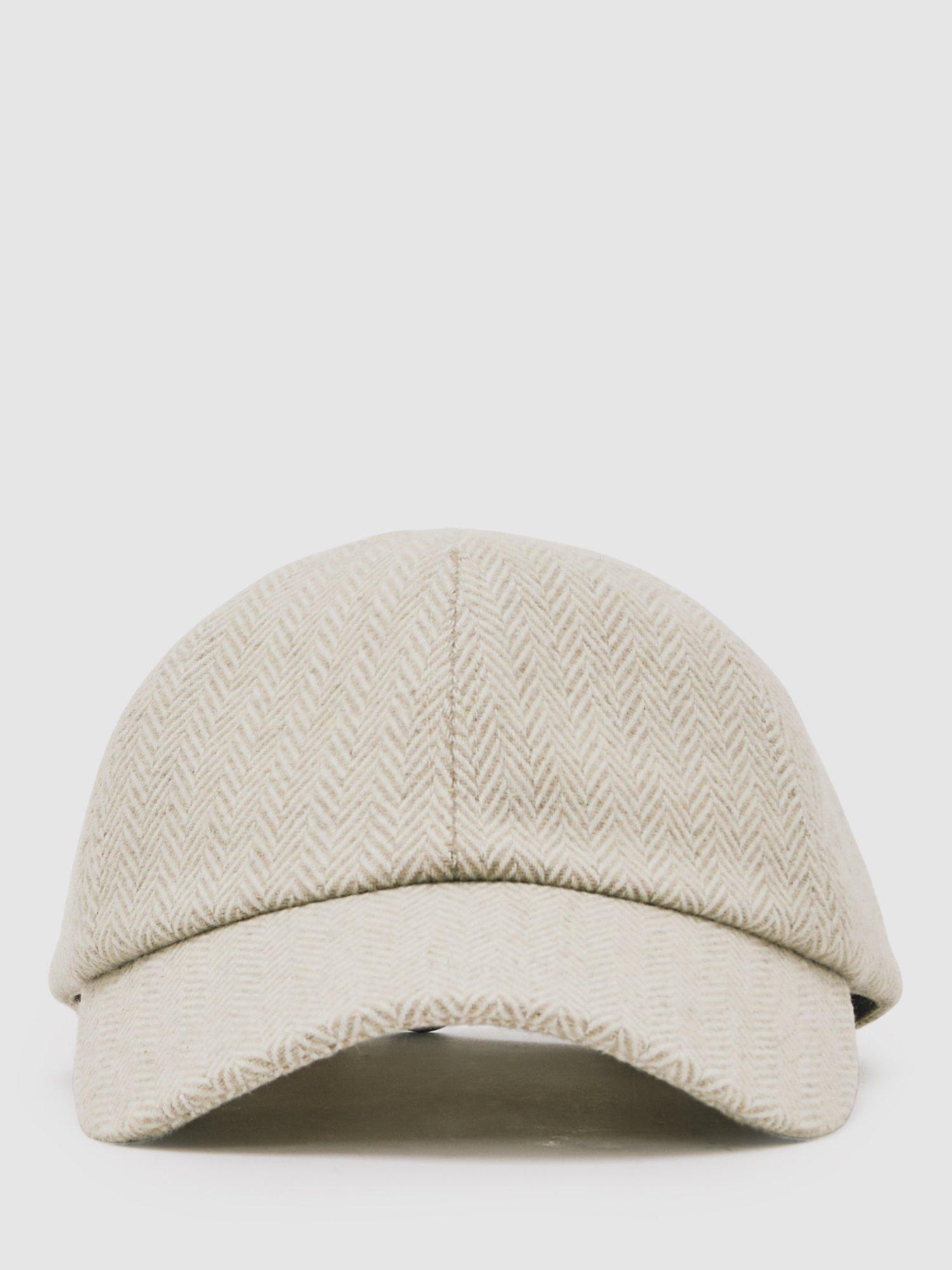 Product image 1 of 5, which shows Reiss Salas Herringbone Cap with Wool, Oatmeal