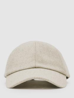 Reiss Salas Herringbone Cap with Wool, Oatmeal, Oatmeal