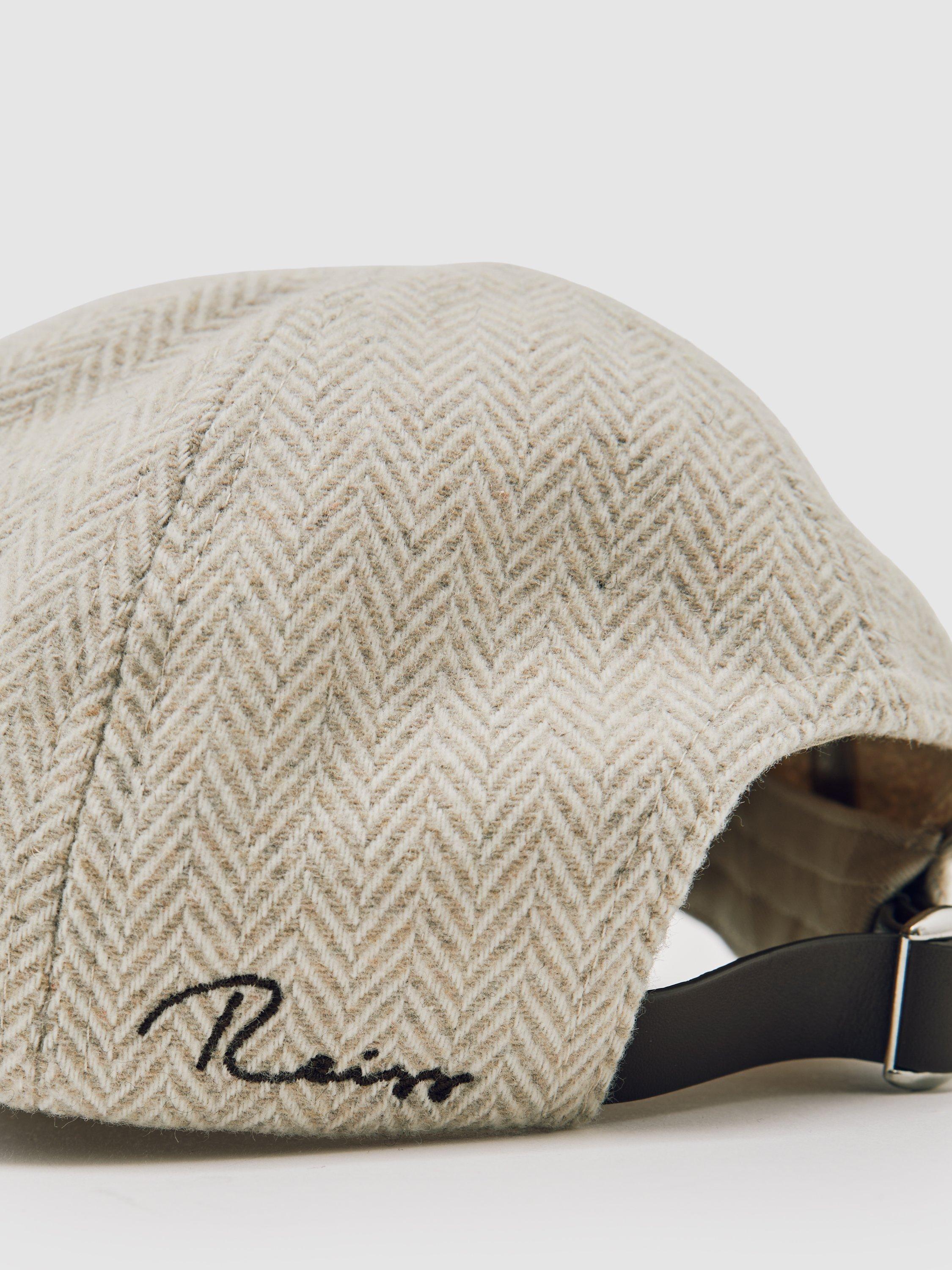 Product image 2 of 5, which shows Reiss Salas Herringbone Cap with Wool, Oatmeal