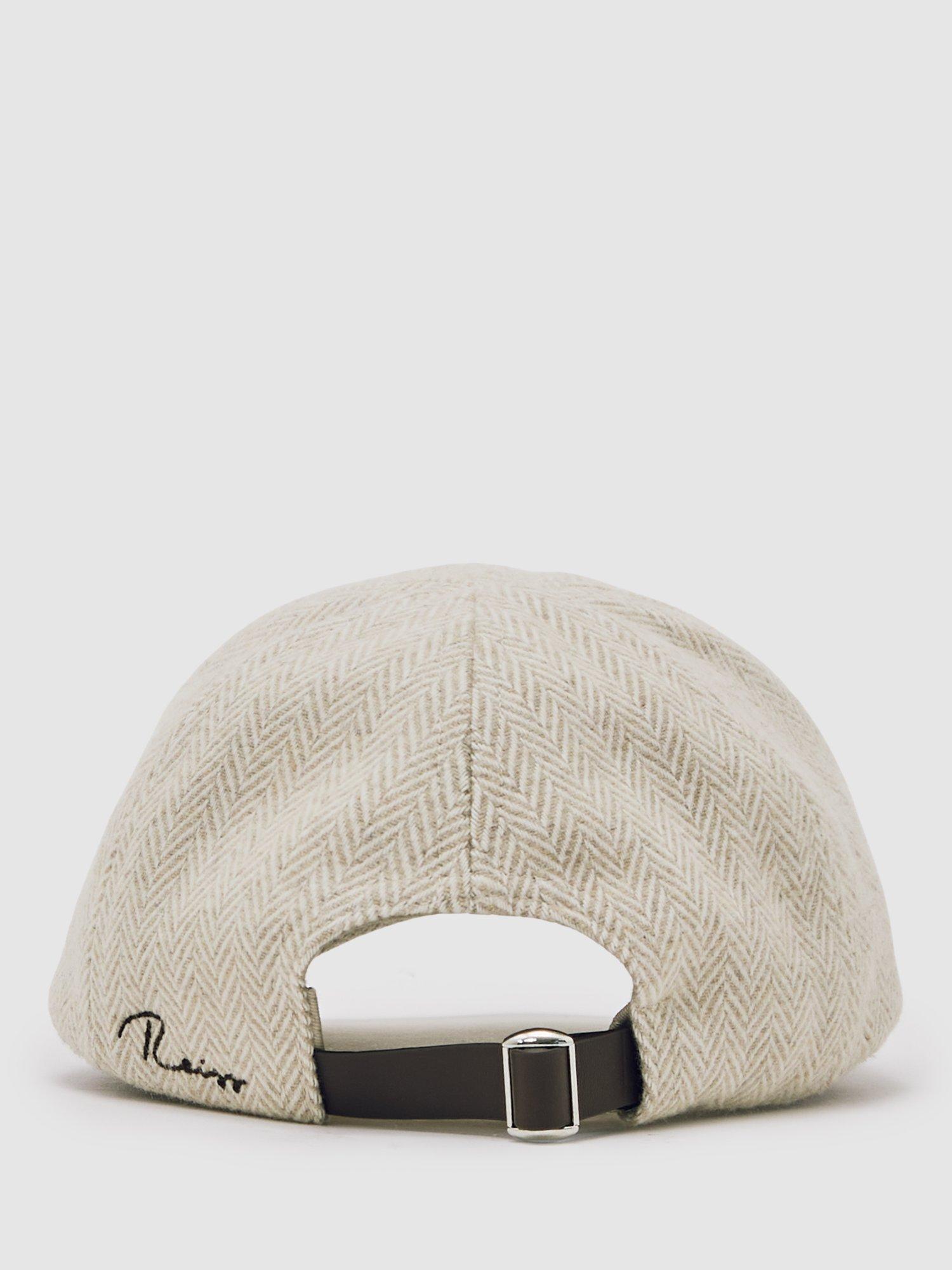 Product image 5 of 5, which shows Reiss Salas Herringbone Cap with Wool, Oatmeal