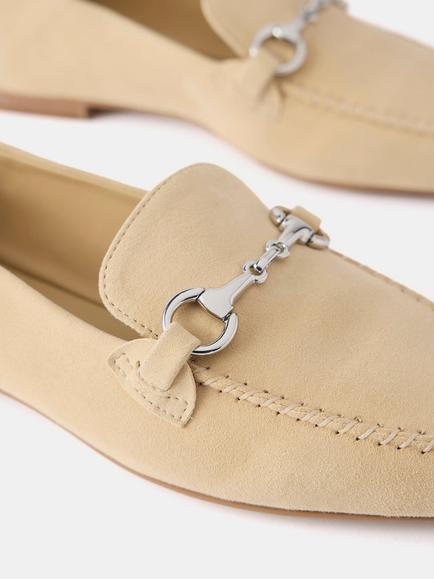 Mint Velvet Claire Suede Loafers, Yellow - view 2, Yellow