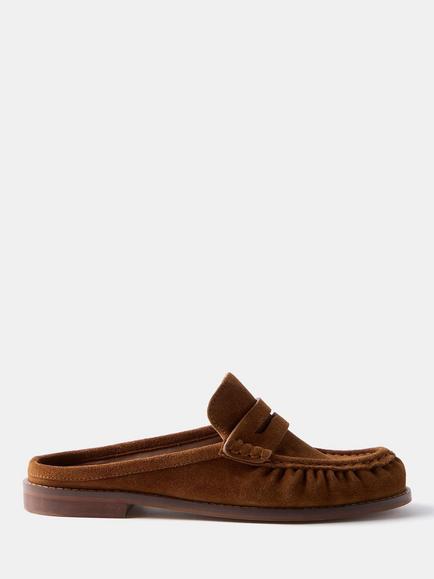 Mint Velvet Lyla Suede Backless Loafers, Brown Tan, Brown Tan
