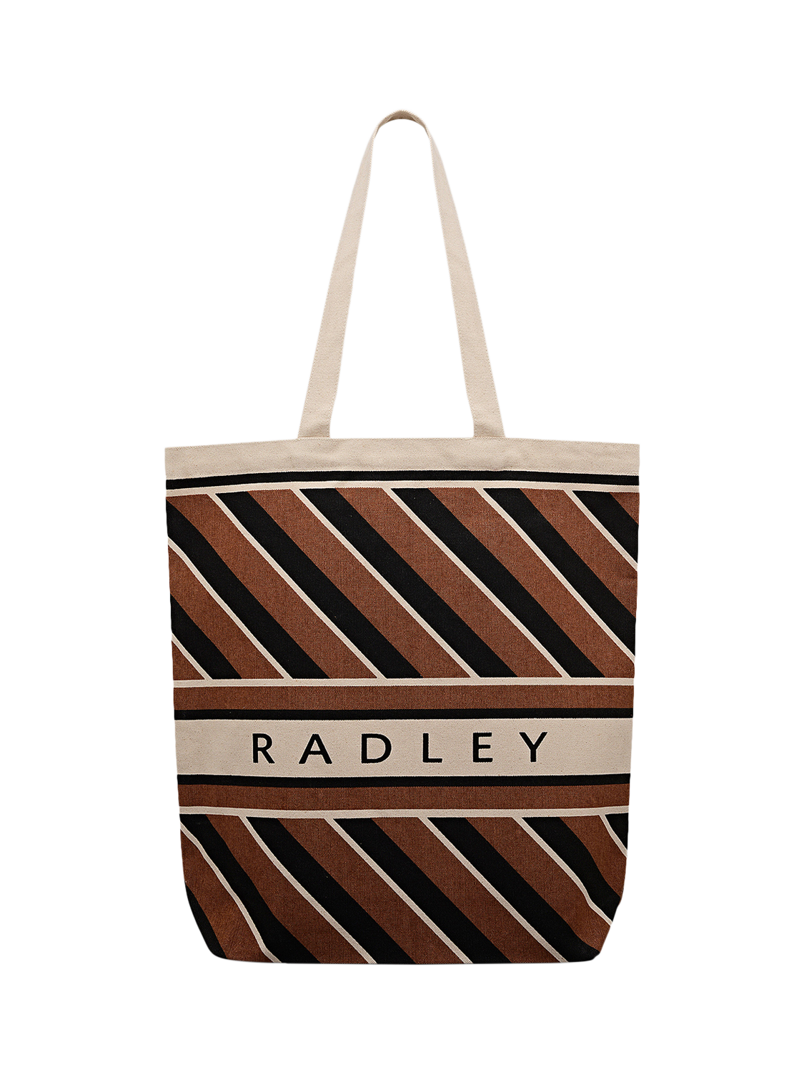 Product image 1 of 4, which shows Radley Canvas Diagonal Stripe Tote Bag, Coffee, One Size
