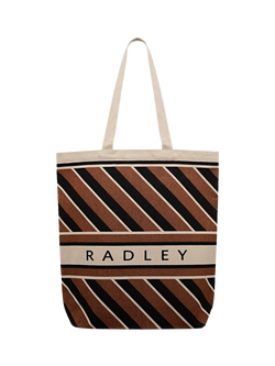 Radley Canvas Diagonal Stripe Tote Bag, Coffee, Coffee