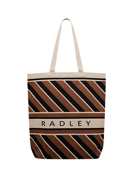 Radley Canvas Diagonal Stripe Tote Bag, Coffee, Coffee