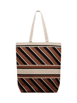 Radley Canvas Diagonal Stripe Tote Bag, Coffee - view 2, Coffee