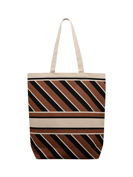 Radley Canvas Diagonal Stripe Tote Bag, Coffee - view 2, Coffee