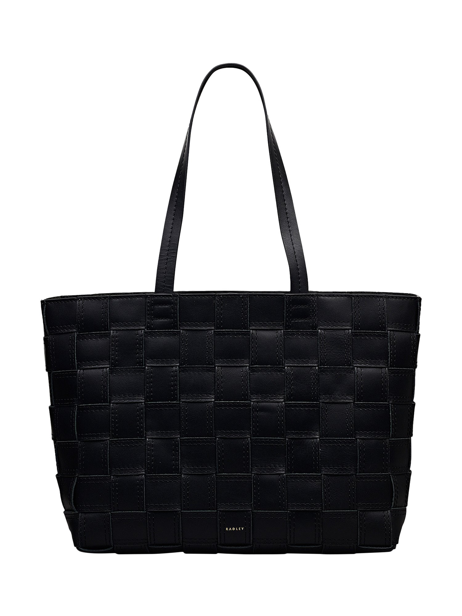 Product image 1 of 7, which shows Radley Abbey Woven Leather Bag, Black