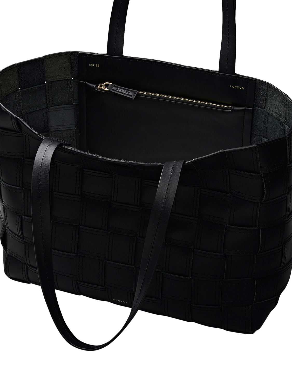 Product image 3 of 7, which shows Radley Abbey Woven Leather Bag, Black