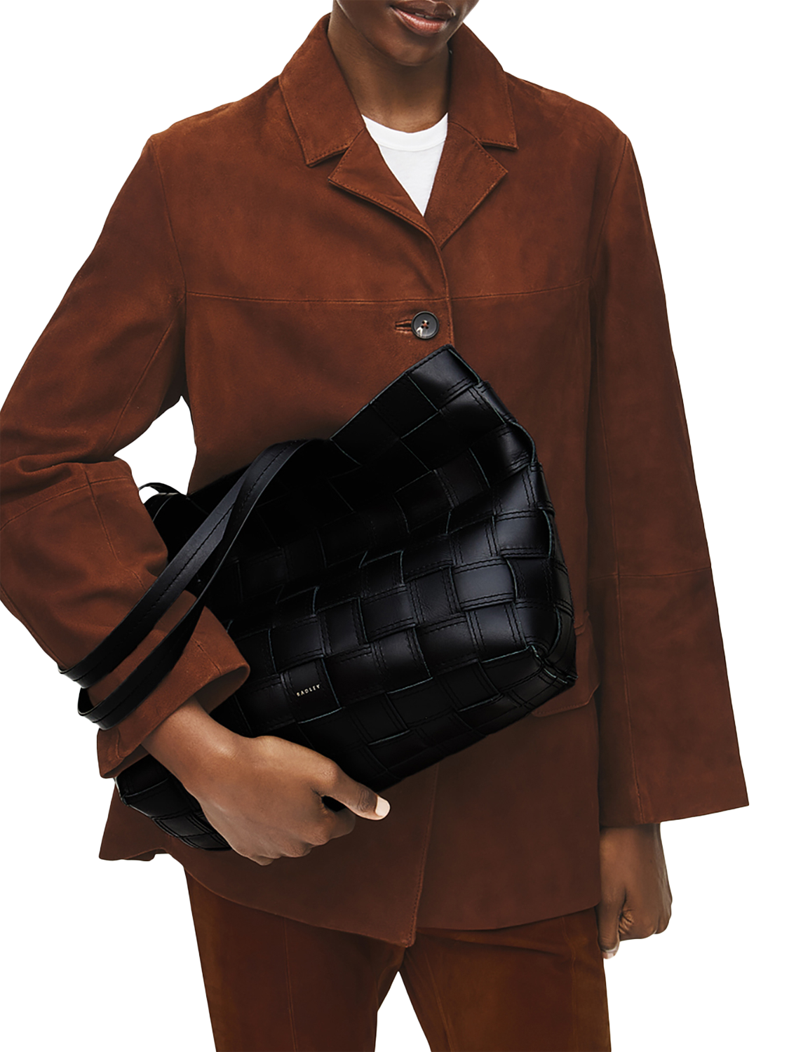 Product image 6 of 7, which shows Radley Abbey Woven Leather Bag, Black