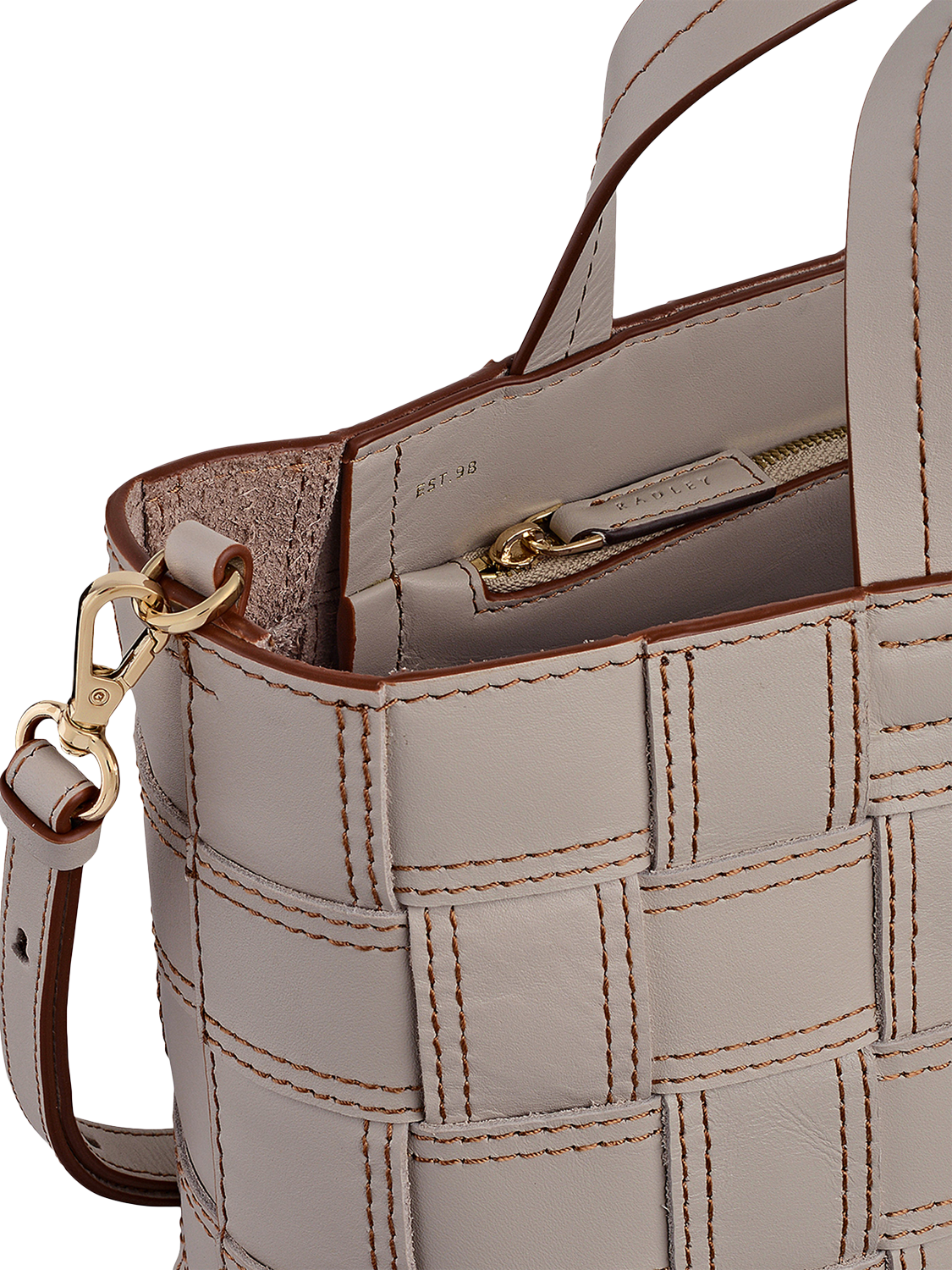 Product image 4 of 5, which shows Radley Abbey Woven Leather Cross Body Bag, Porcini