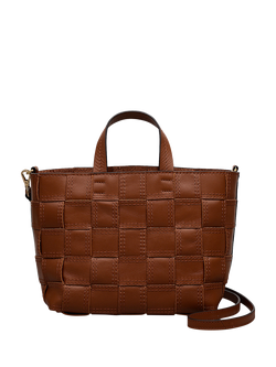 Radley Abbey Woven Leather Cross Body Bag - view 2, Cognac