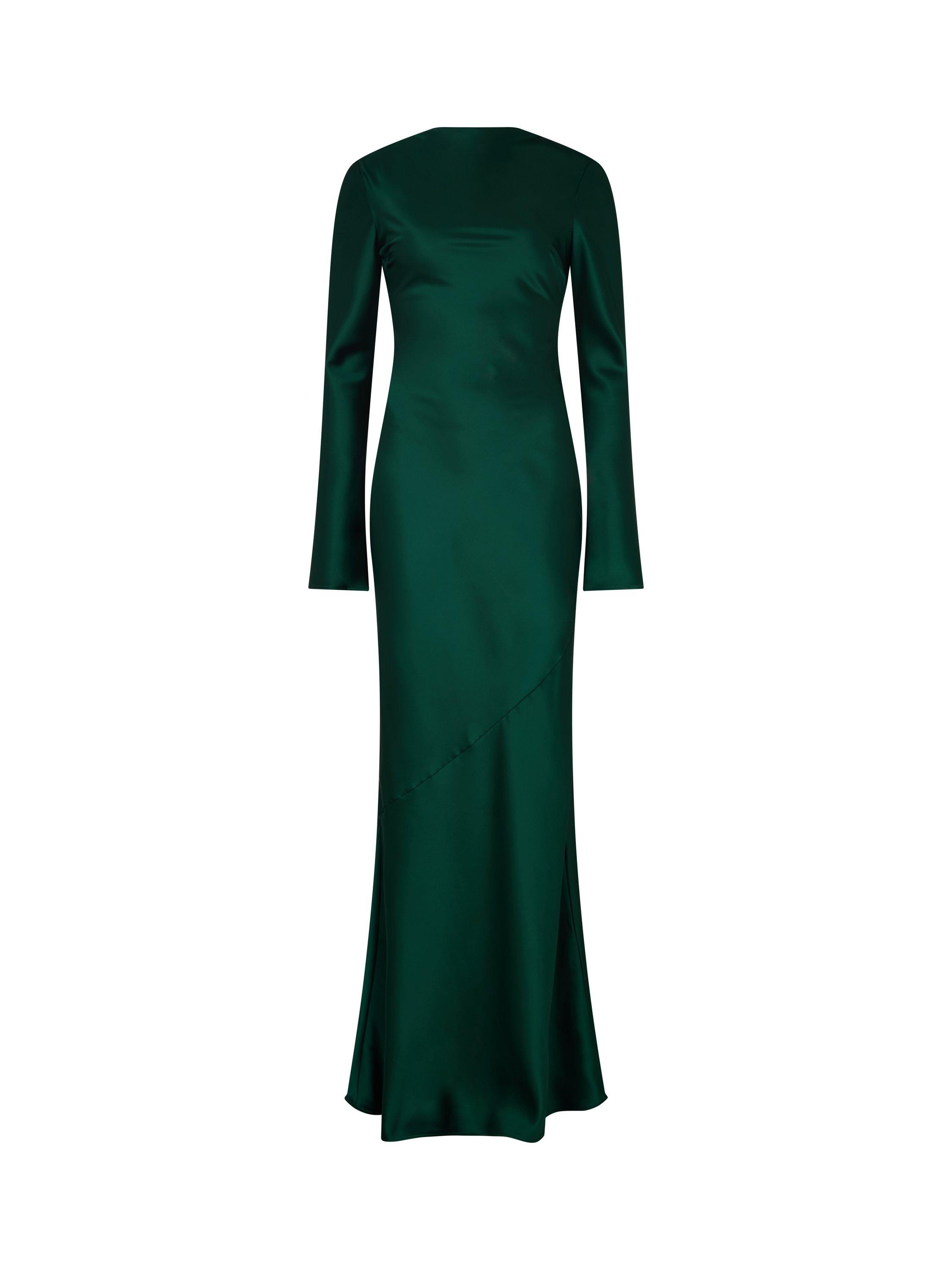 Product image 2 of 4, which shows DASKA Bella Bow Maxi Dress, Green, XS