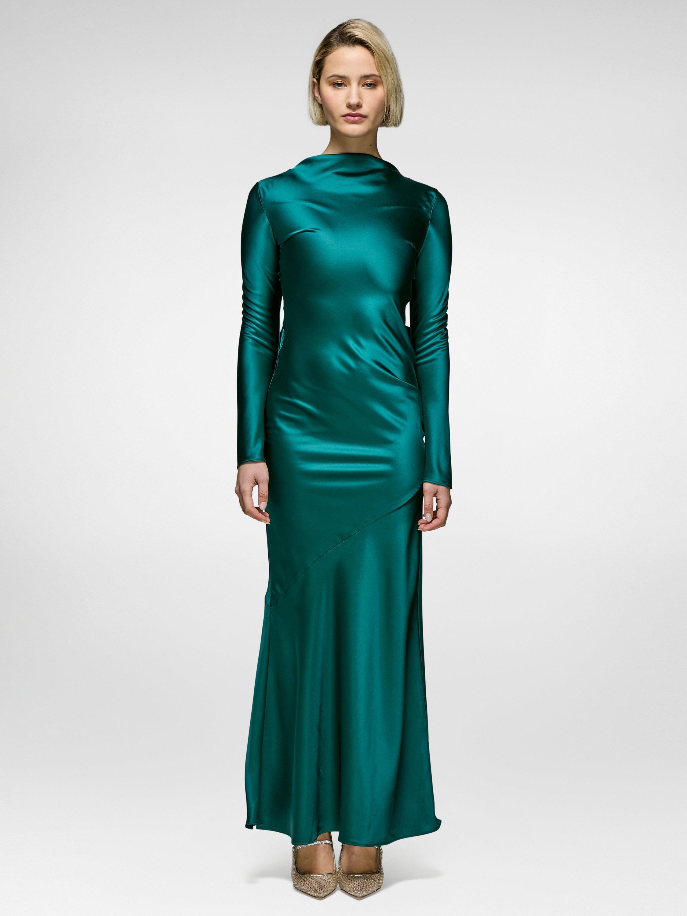 Product image 3 of 4, which shows DASKA Bella Bow Maxi Dress, Green, XS