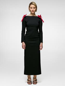 DASKA Bow Detail Maxi Dress, Black, Black