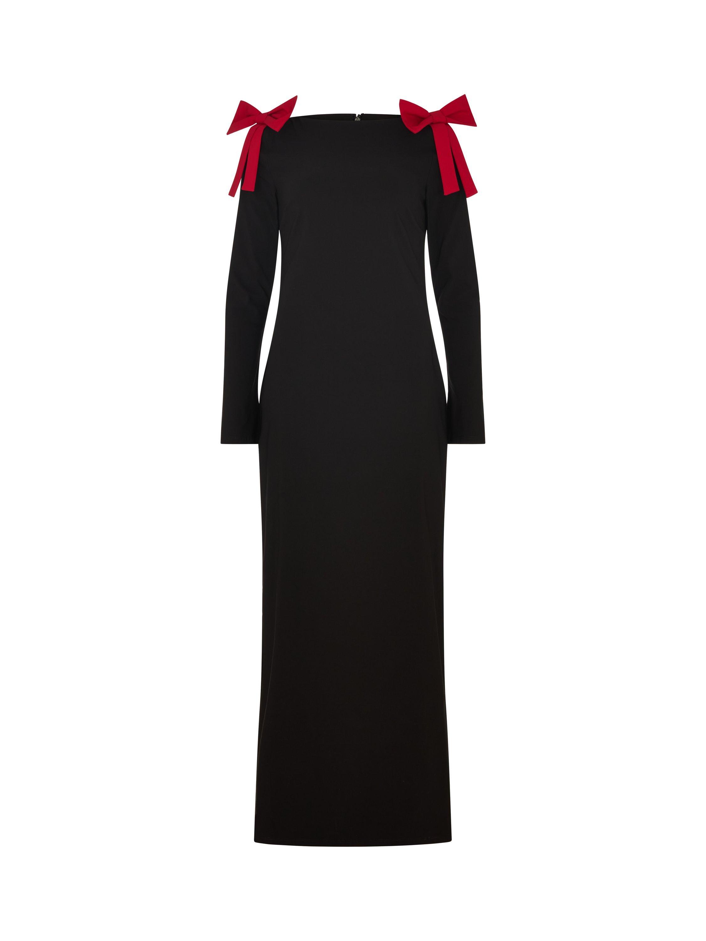 Product image 2 of 4, which shows DASKA Bow Detail Maxi Dress, Black, XS