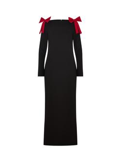 DASKA Bow Detail Maxi Dress, Black - view 2, Black