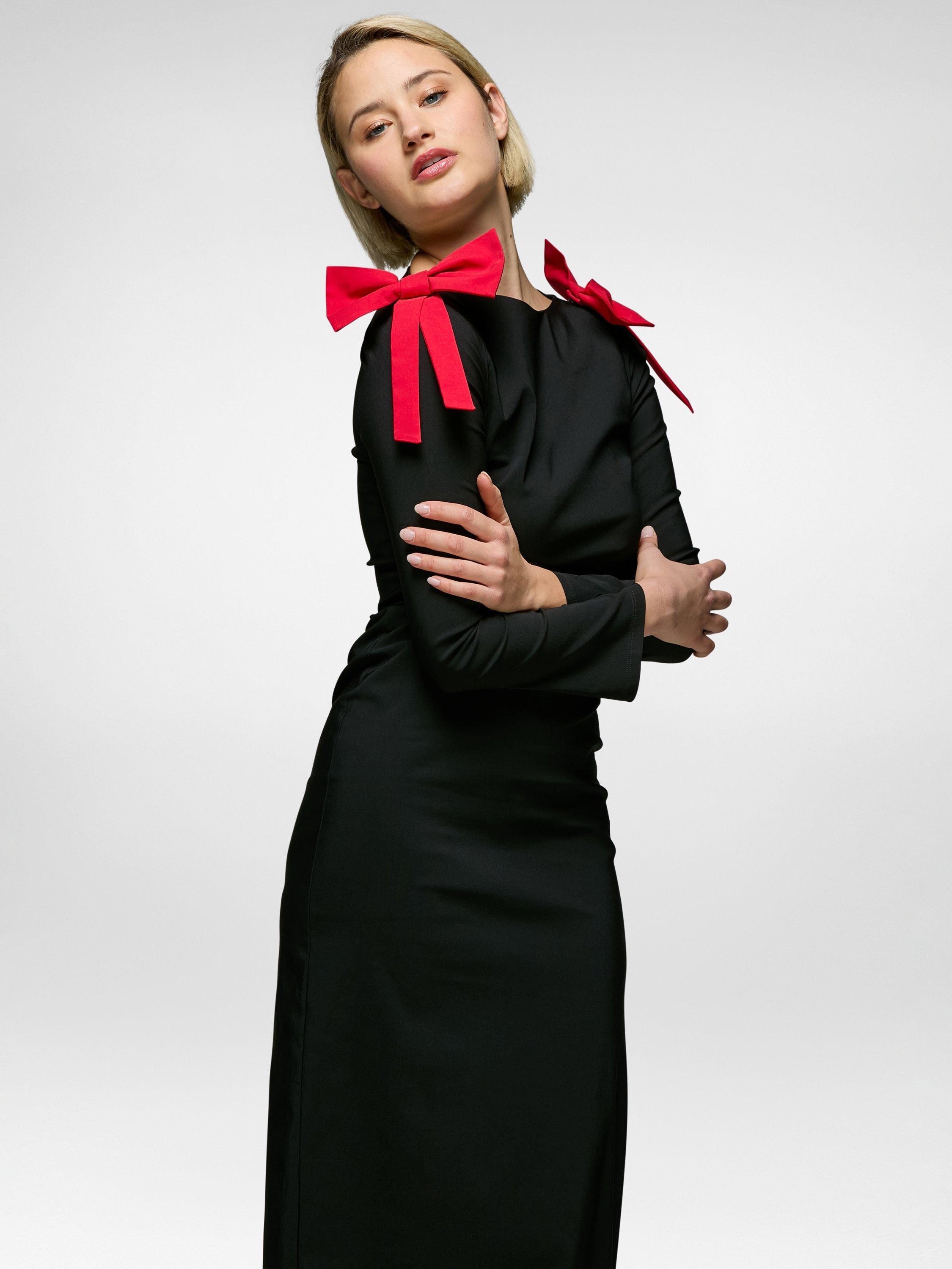 Product image 4 of 4, which shows DASKA Bow Detail Maxi Dress, Black, XS