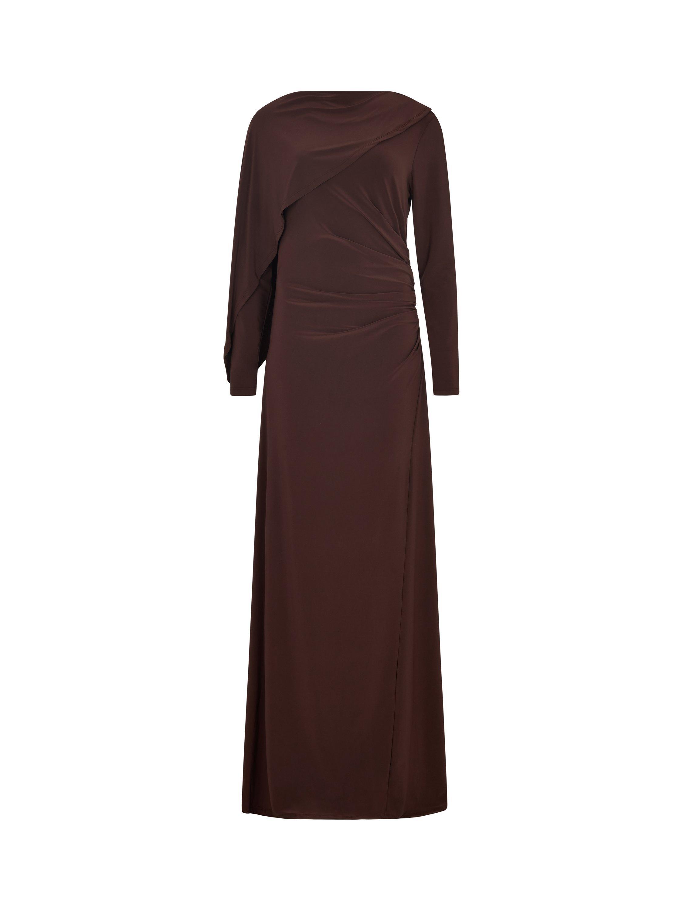 Product image 2 of 4, which shows DASKA Cara Drape Maxi Dress, Chocolate, XS
