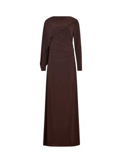 DASKA Cara Drape Maxi Dress - view 2, Chocolate