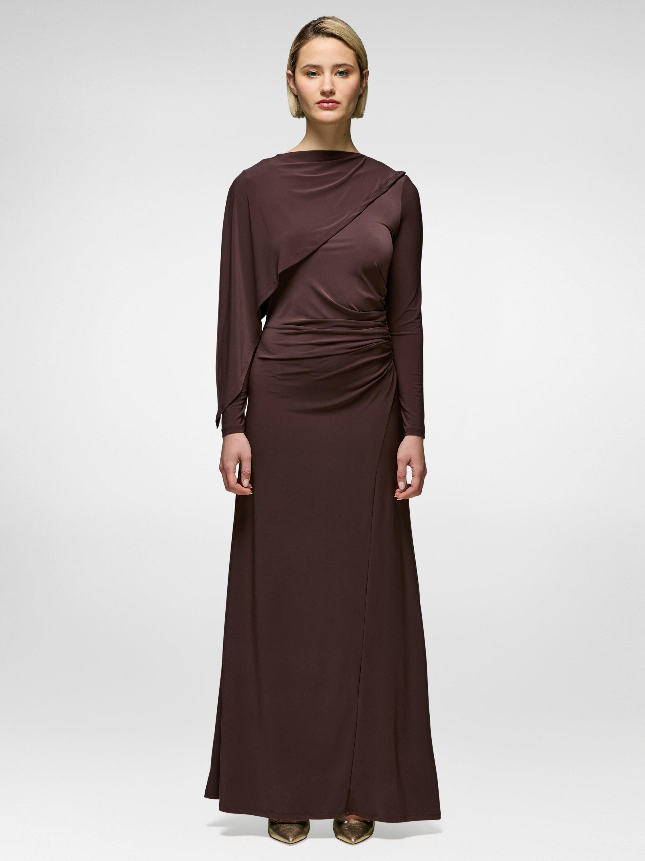 Product image 3 of 4, which shows DASKA Cara Drape Maxi Dress, Chocolate, XS
