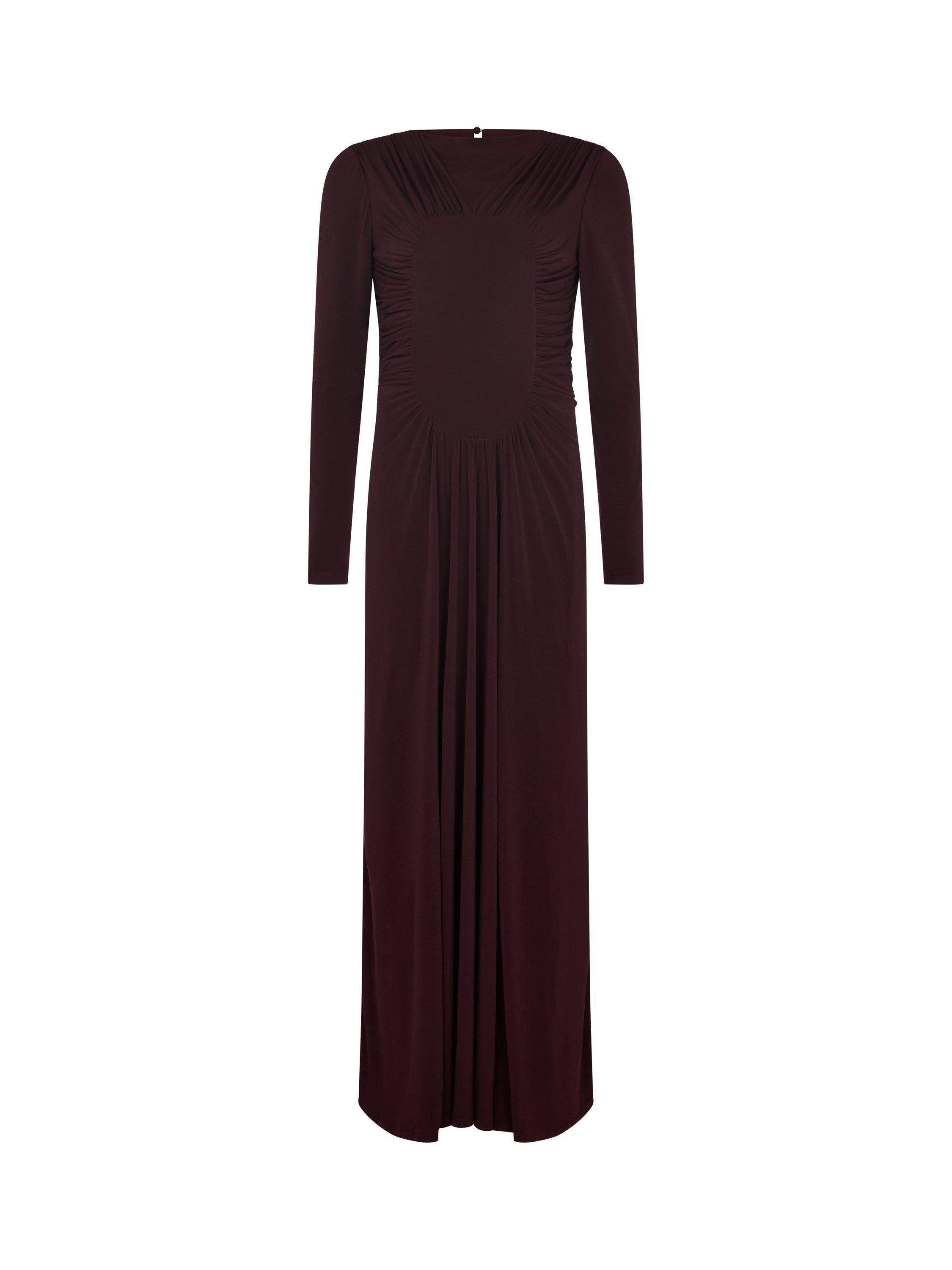 Product image 2 of 4, which shows DASKA Chara Ruched Maxi Dress, Plum, XS