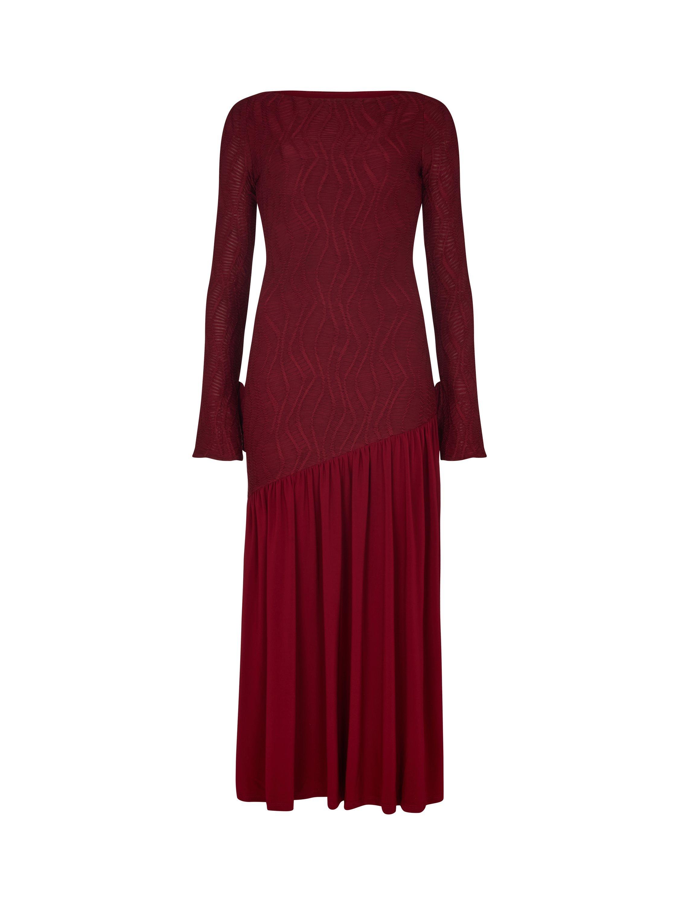 Product image 2 of 4, which shows DASKA Royal Contrast Panel Dress, Wine, XS