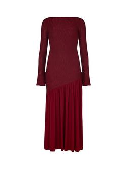 DASKA Royal Contrast Panel Dress, Wine - view 2, Wine