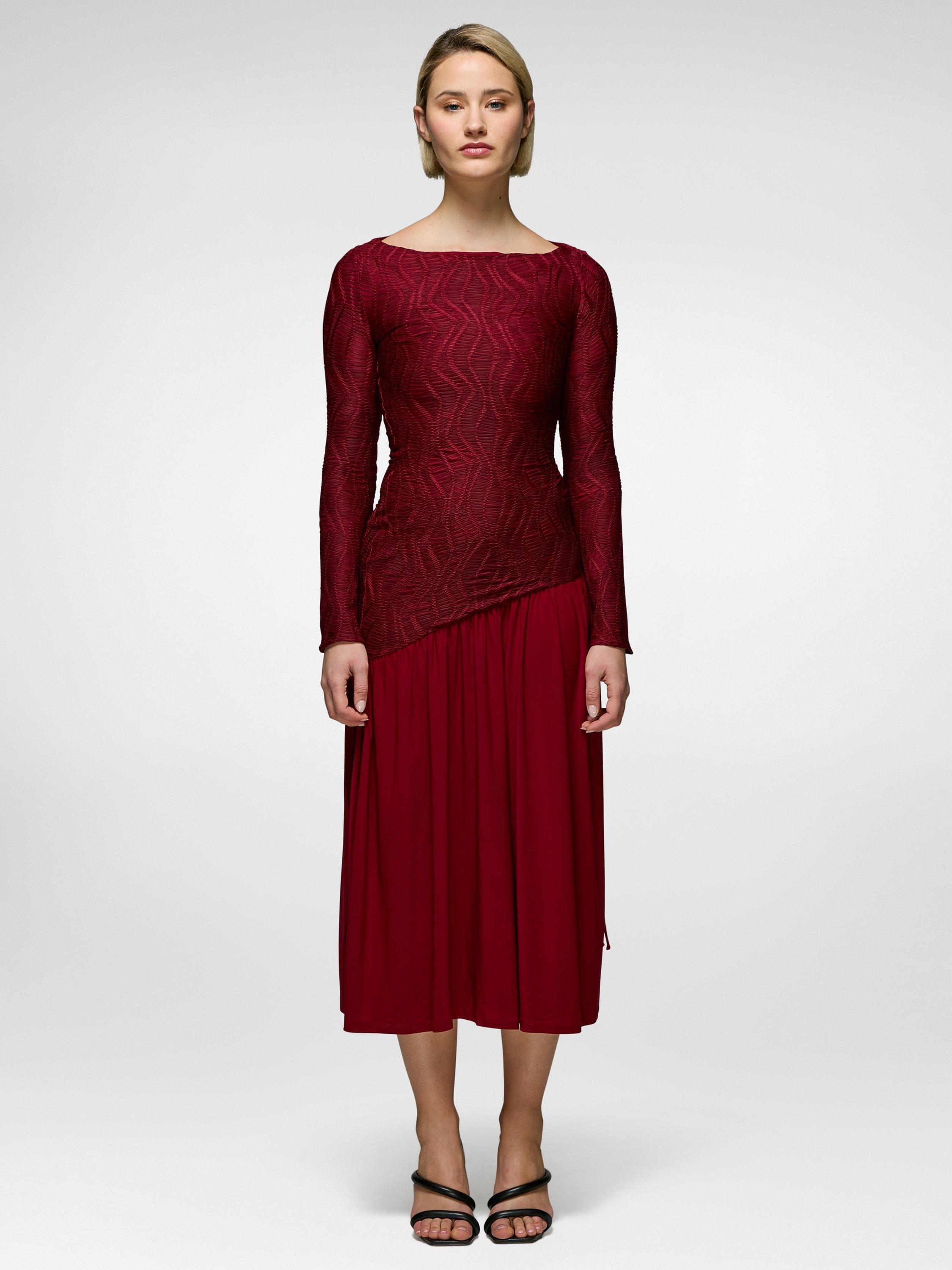 Product image 3 of 4, which shows DASKA Royal Contrast Panel Dress, Wine, XS