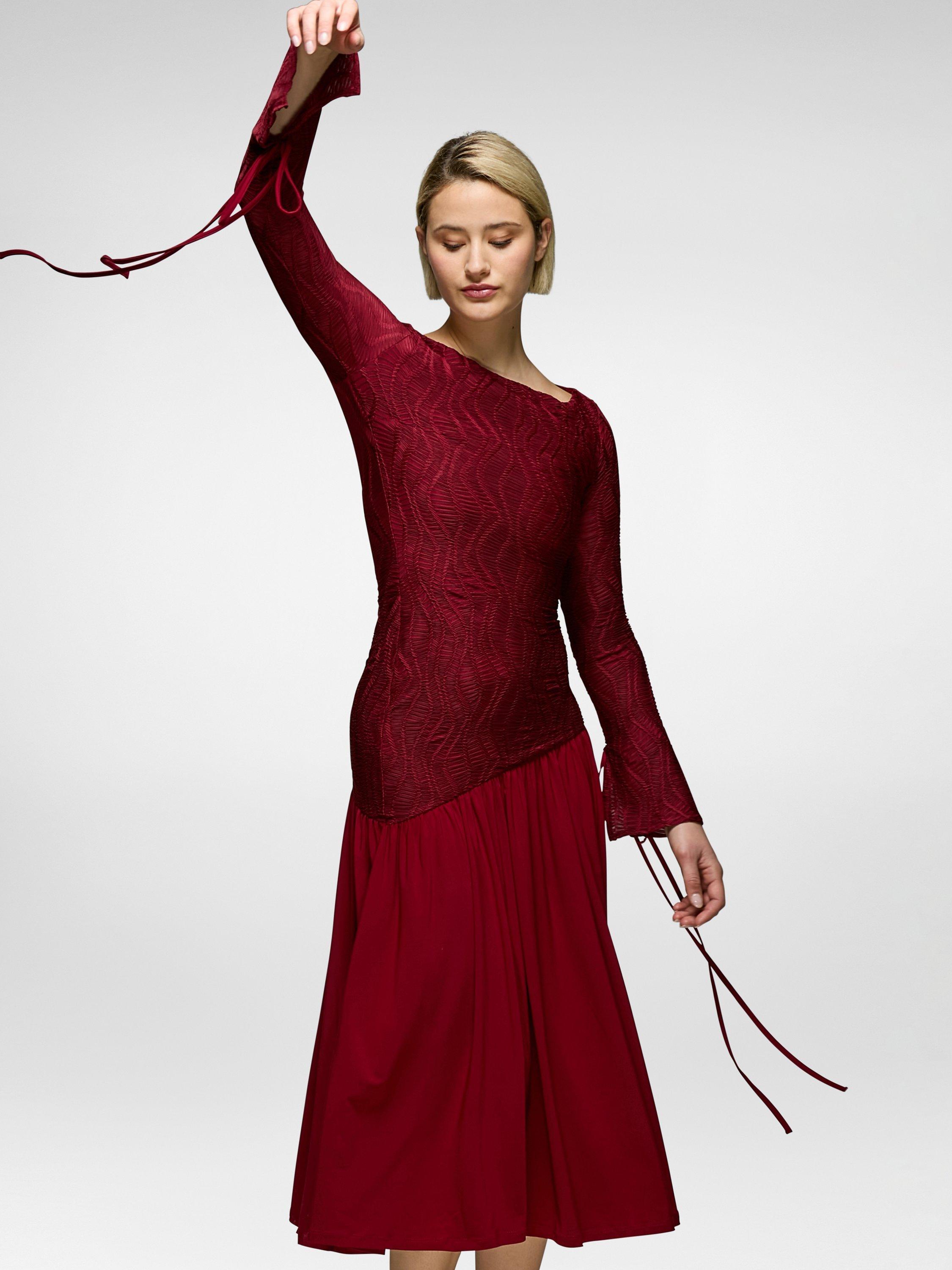 Product image 4 of 4, which shows DASKA Royal Contrast Panel Dress, Wine, XS
