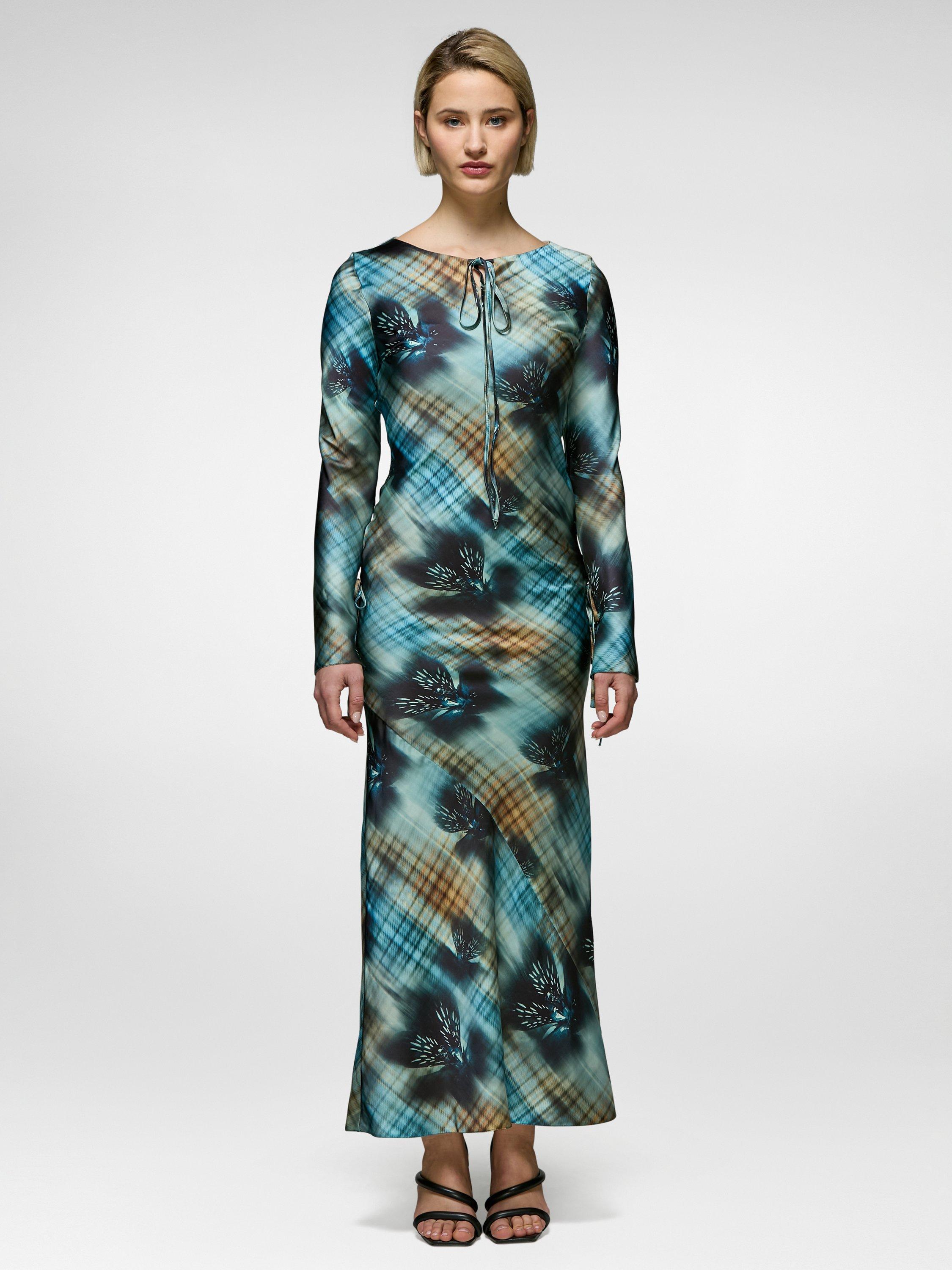 Product image 3 of 4, which shows DASKA Salia Abstract Marble Maxi Dress, Multi, XS