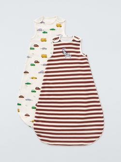 John Lewis Discovery Transport & Zebra Stripe Baby Sleeping Bag, 1 Tog, Pack of 2, Multi, Multi