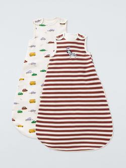 John Lewis Discovery Transport & Zebra Stripe Baby Sleeping Bag, 2.5 Tog, Pack of 2, Multi, Multi