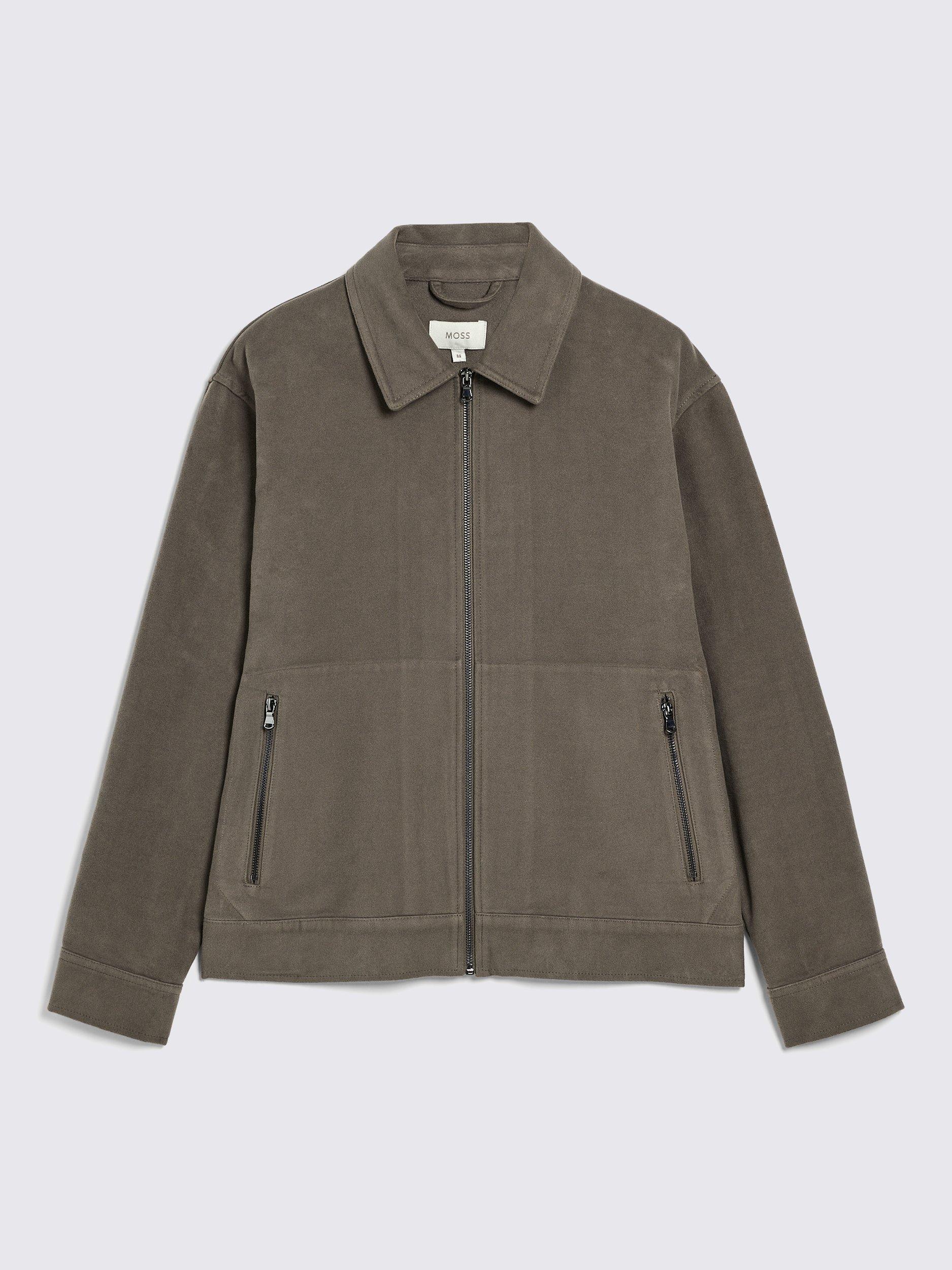 Product image 5 of 5, which shows Moss Moleskin Zip Jacket, Taupe, S