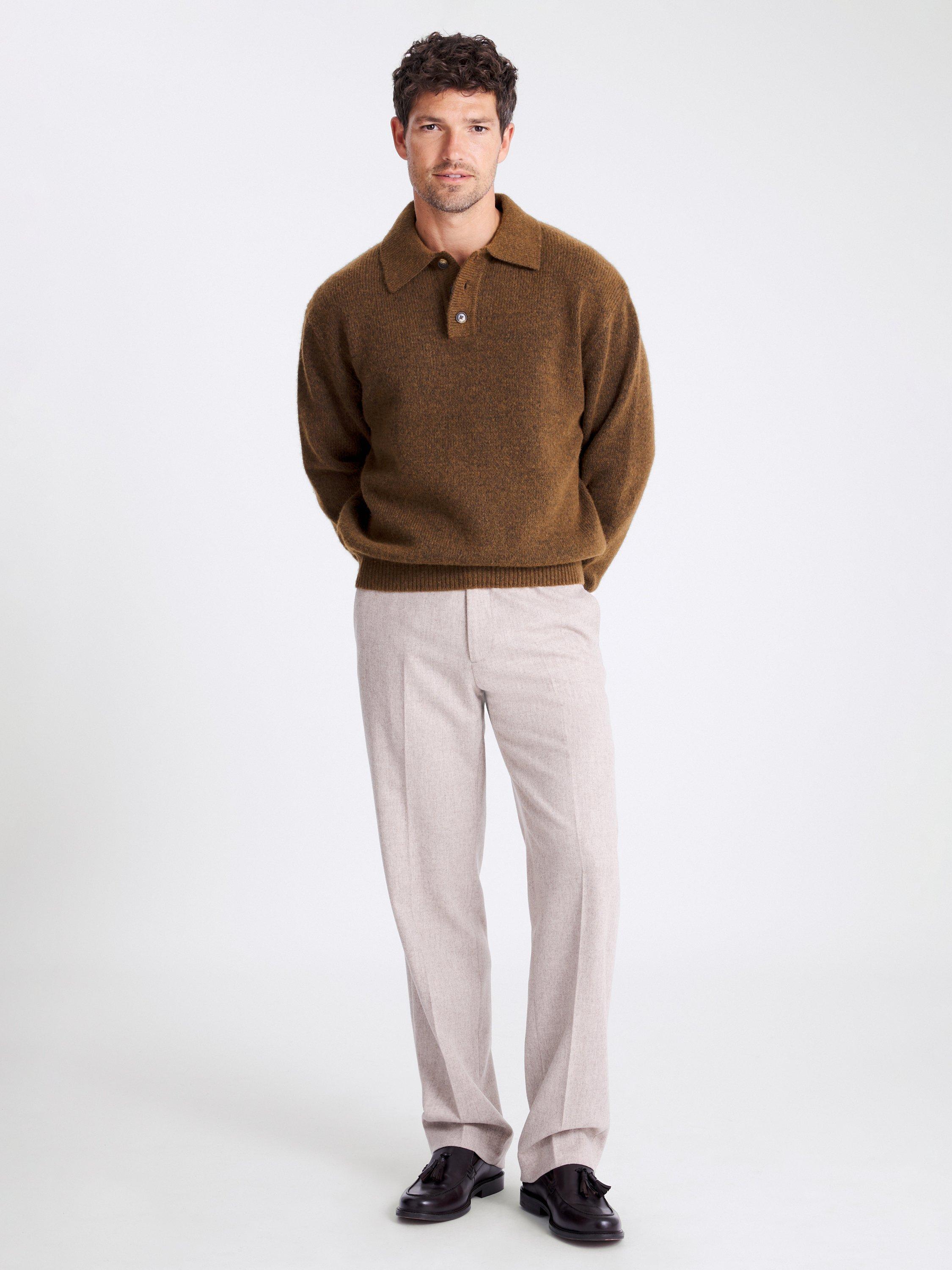 Product image 2 of 4, which shows Moss Regular Fit Knit Polo Shirt, Brown, S