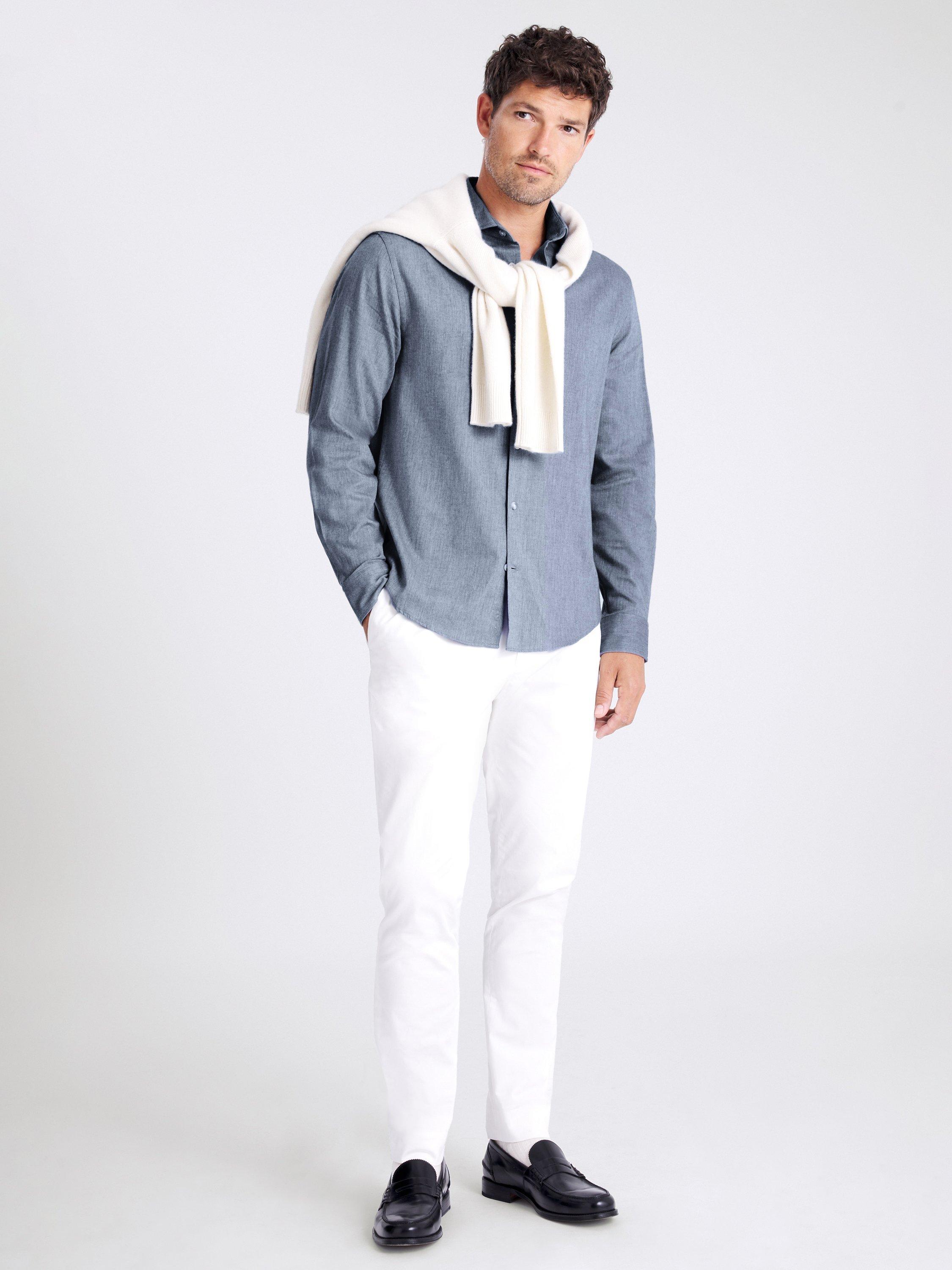 Product image 2 of 4, which shows Moss Melange Brushed Shirt, Denim Blue, S