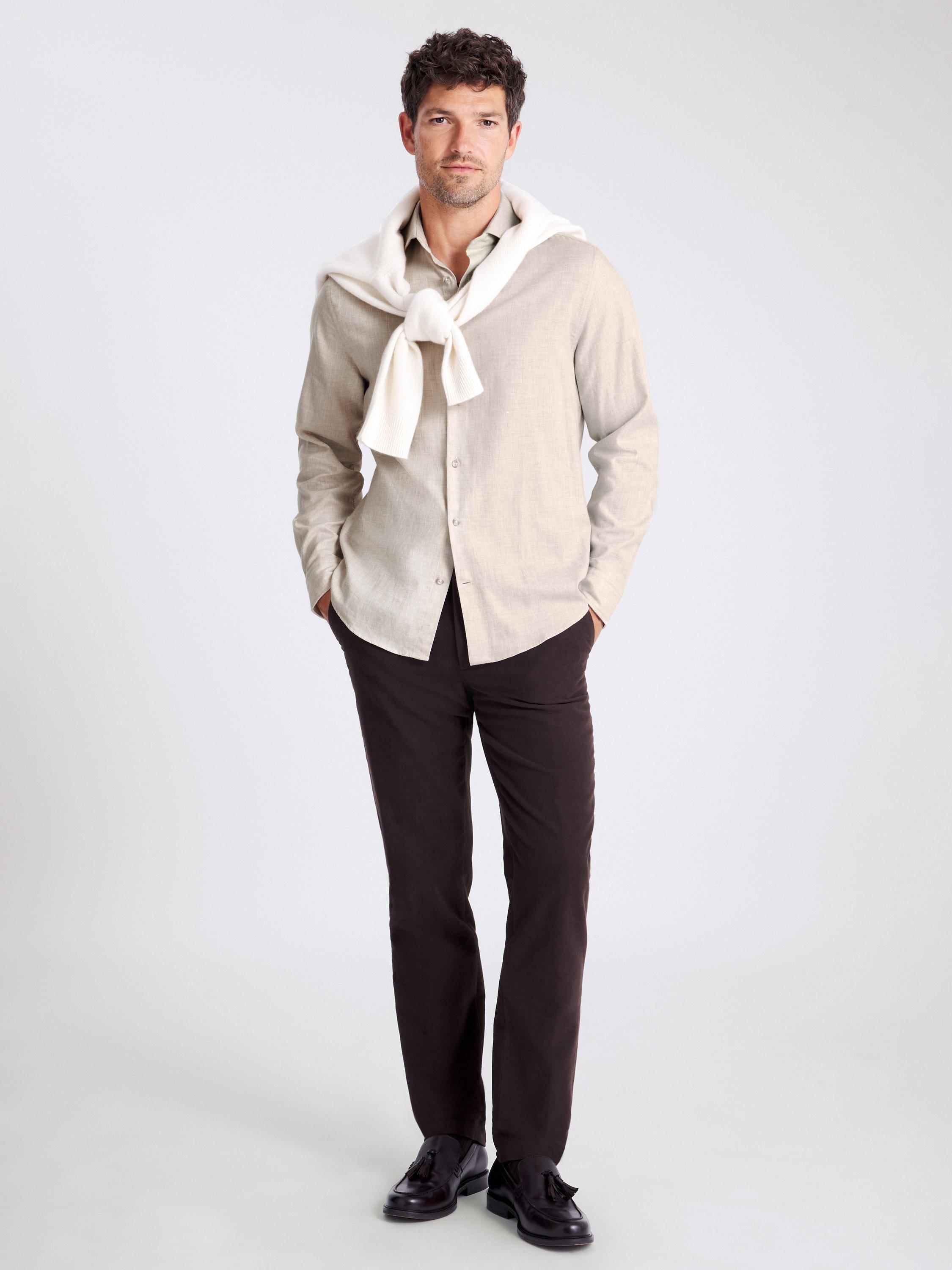 Product image 2 of 4, which shows Moss Melange Brushed Shirt, Oatmeal, S