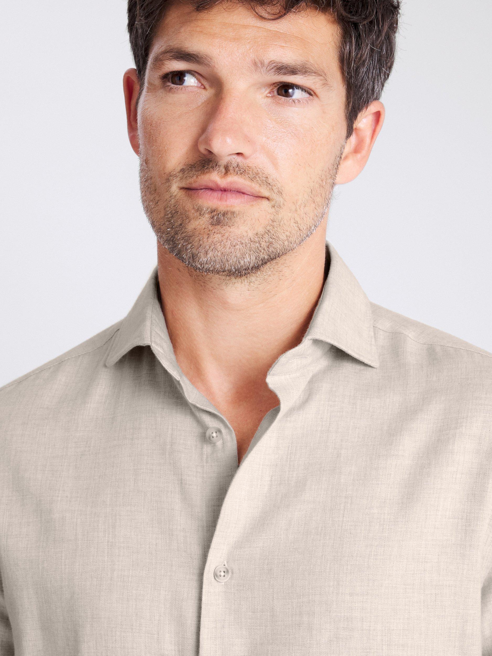 Product image 3 of 4, which shows Moss Melange Brushed Shirt, Oatmeal, S