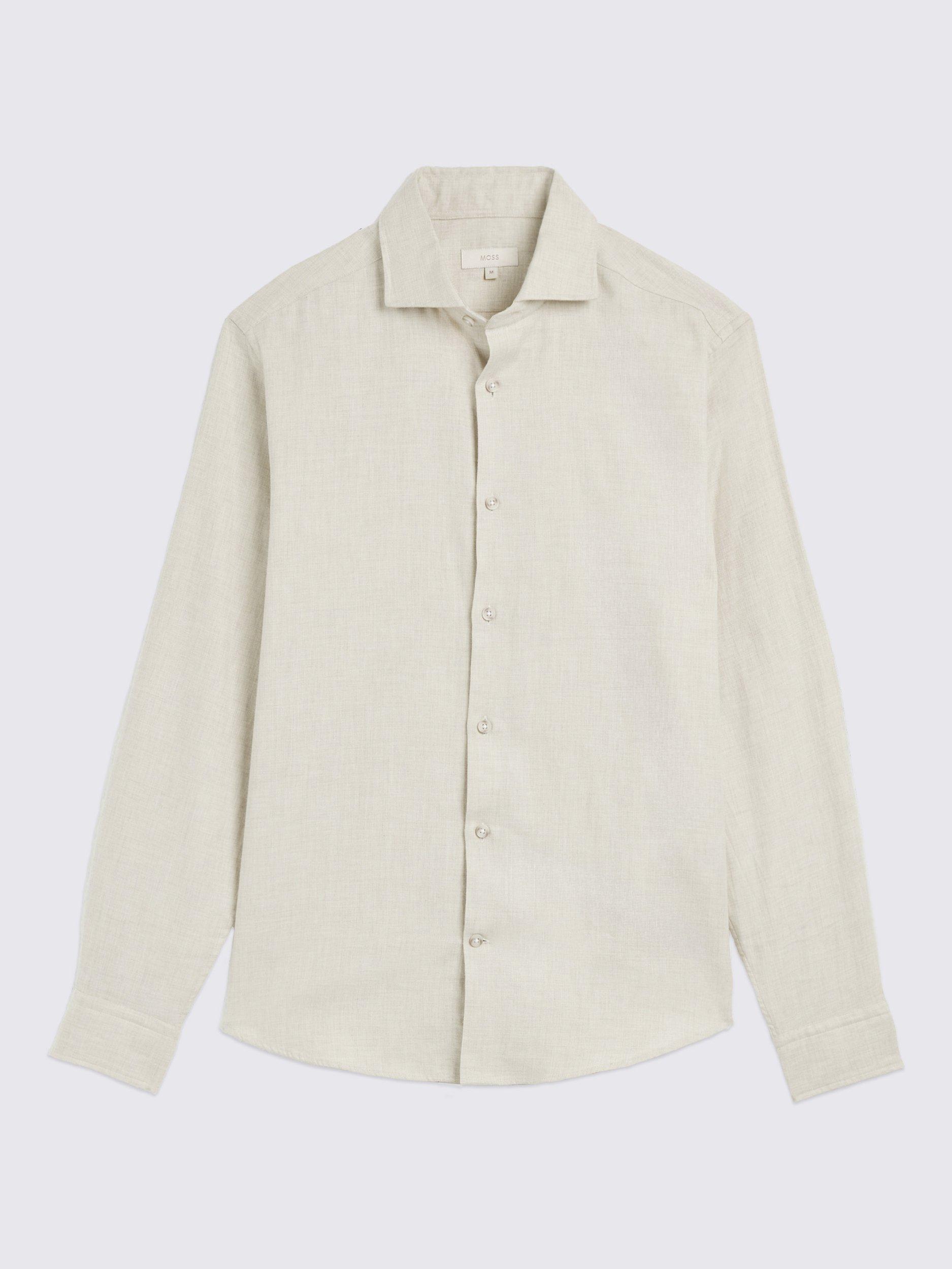 Product image 4 of 4, which shows Moss Melange Brushed Shirt, Oatmeal, S