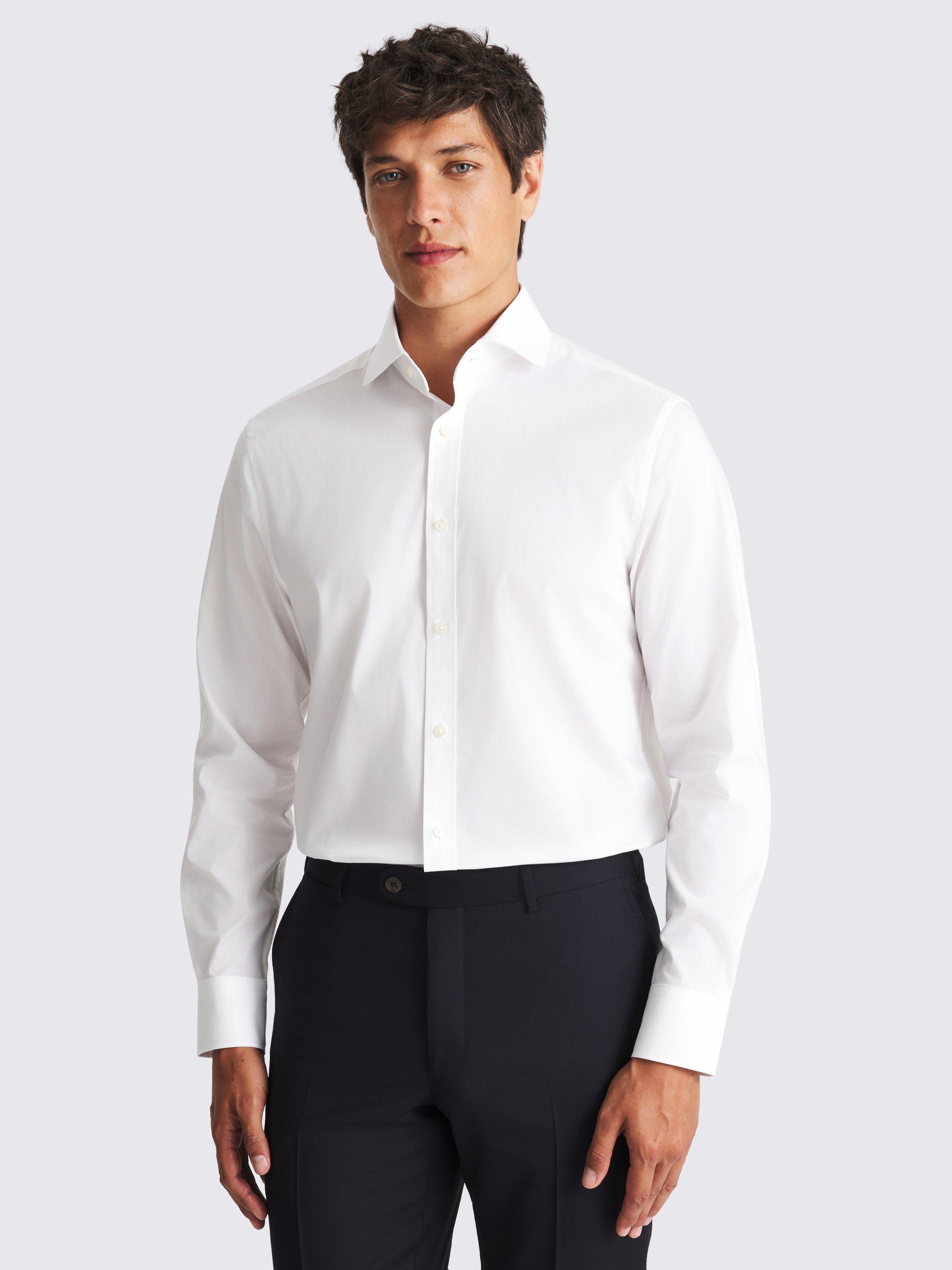 Product image 1 of 3, which shows Moss Tailored Fit Cotton Blend Shirt, White, 14.5