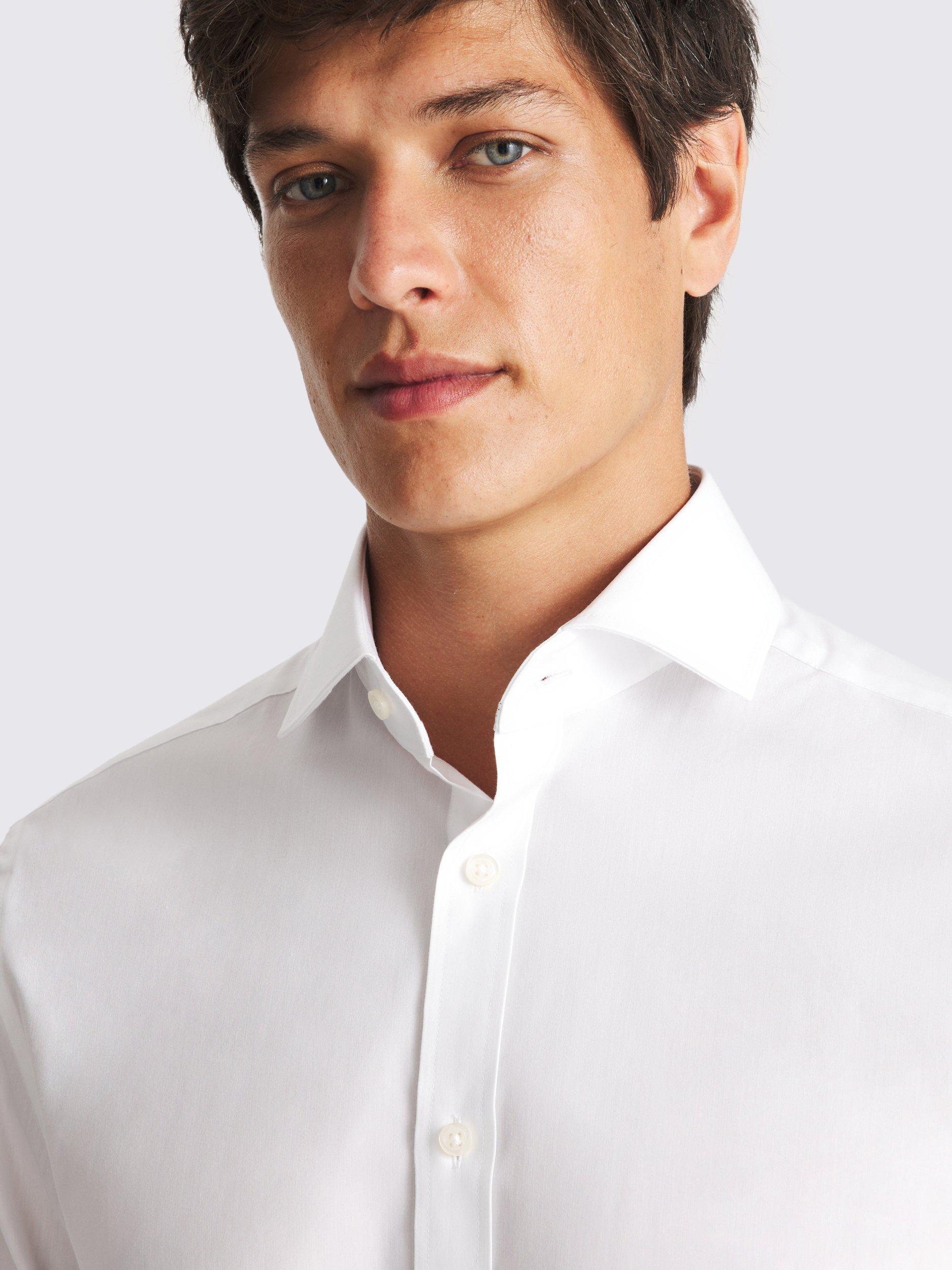 Product image 2 of 3, which shows Moss Tailored Fit Cotton Blend Shirt, White, 14.5