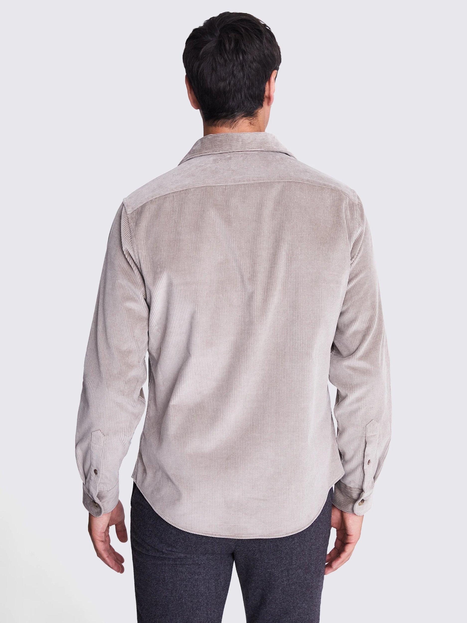 Product image 3 of 6, which shows Moss Corduroy Overshirt, Taupe, S