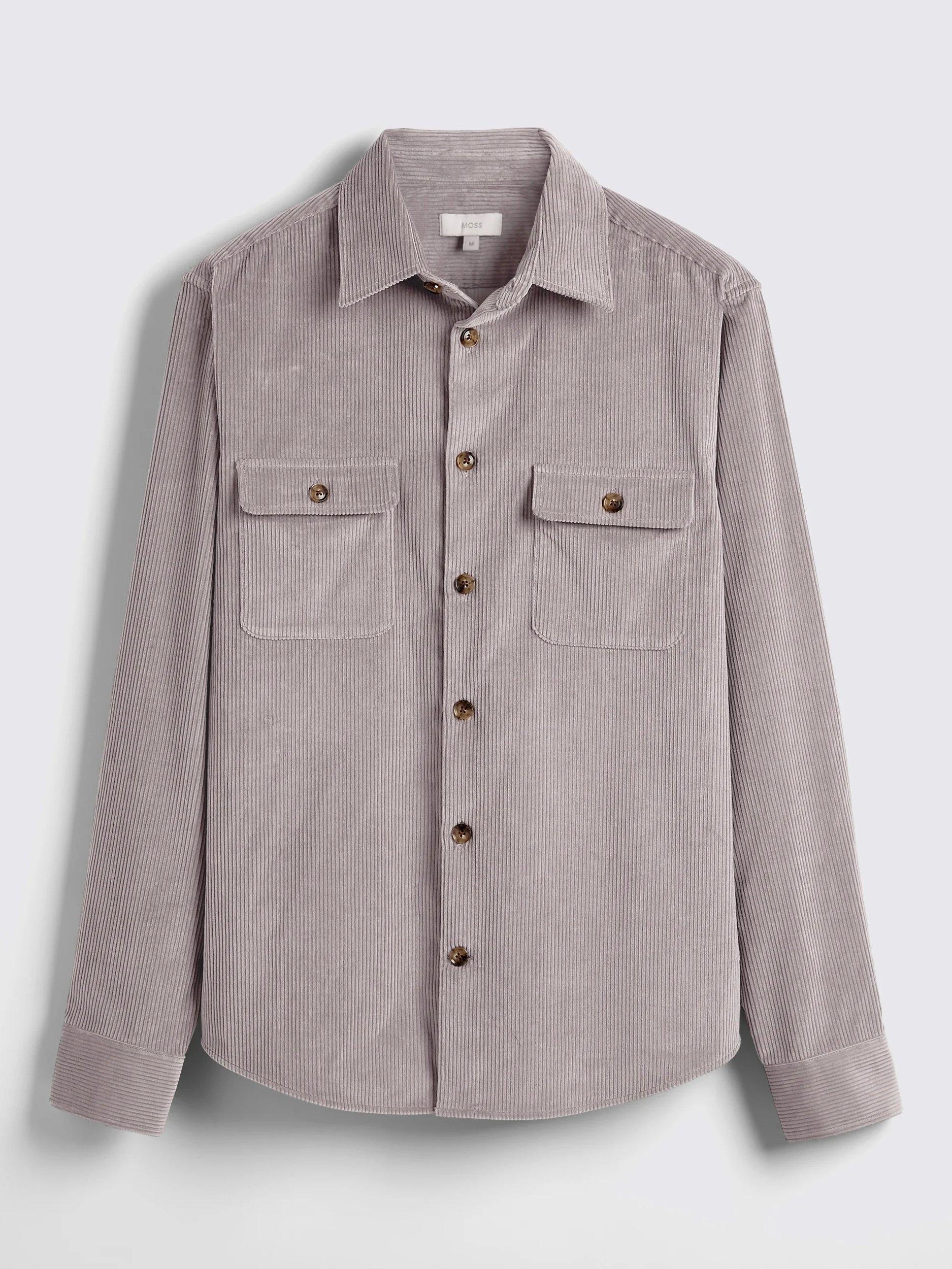 Product image 5 of 6, which shows Moss Corduroy Overshirt, Taupe, S