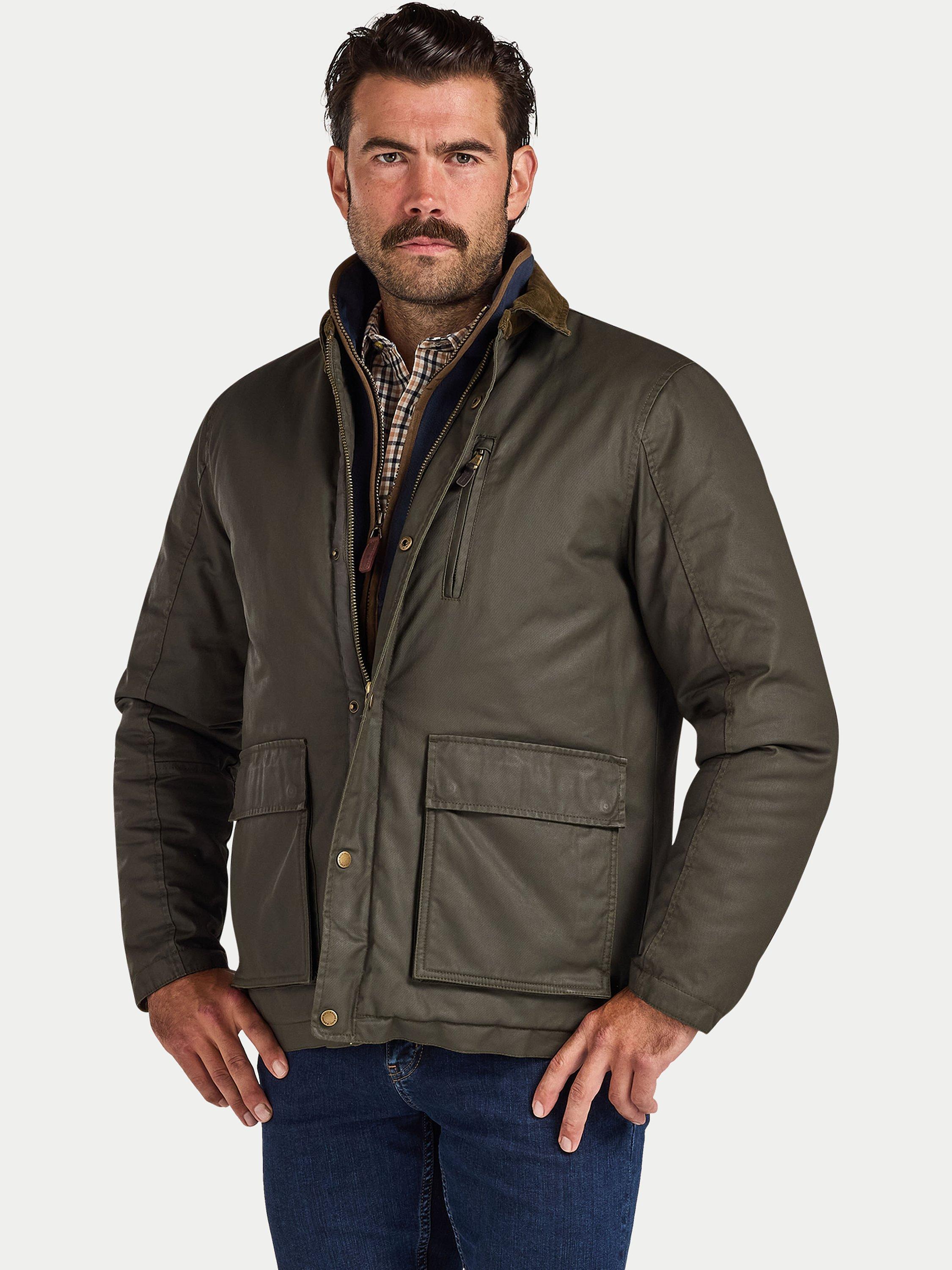 Product image 1 of 9, which shows Raging Bull  Wax Effect Cord Collar Jacket, Khaki, S