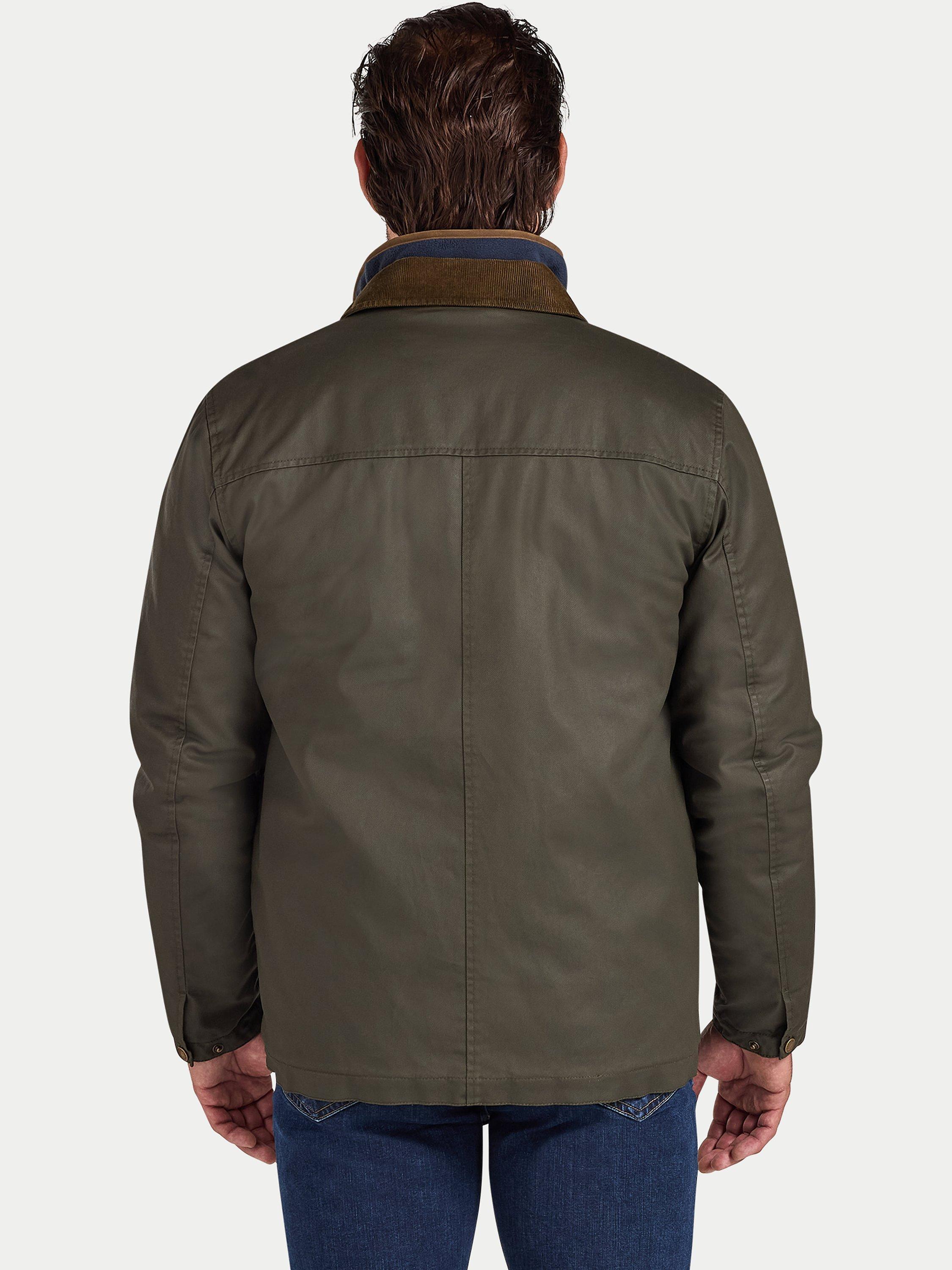 Product image 2 of 9, which shows Raging Bull  Wax Effect Cord Collar Jacket, Khaki, S
