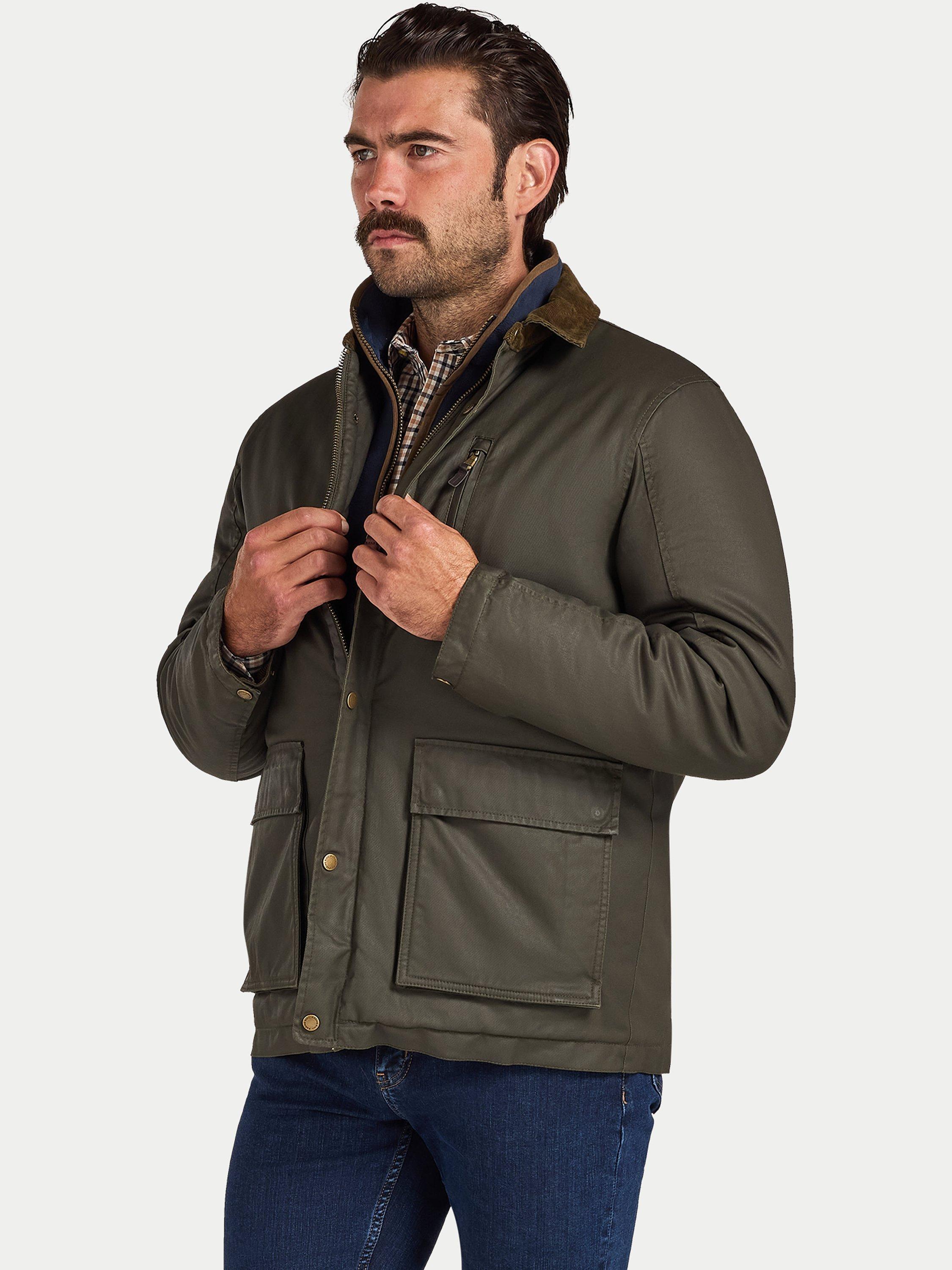 Product image 3 of 9, which shows Raging Bull  Wax Effect Cord Collar Jacket, Khaki, S