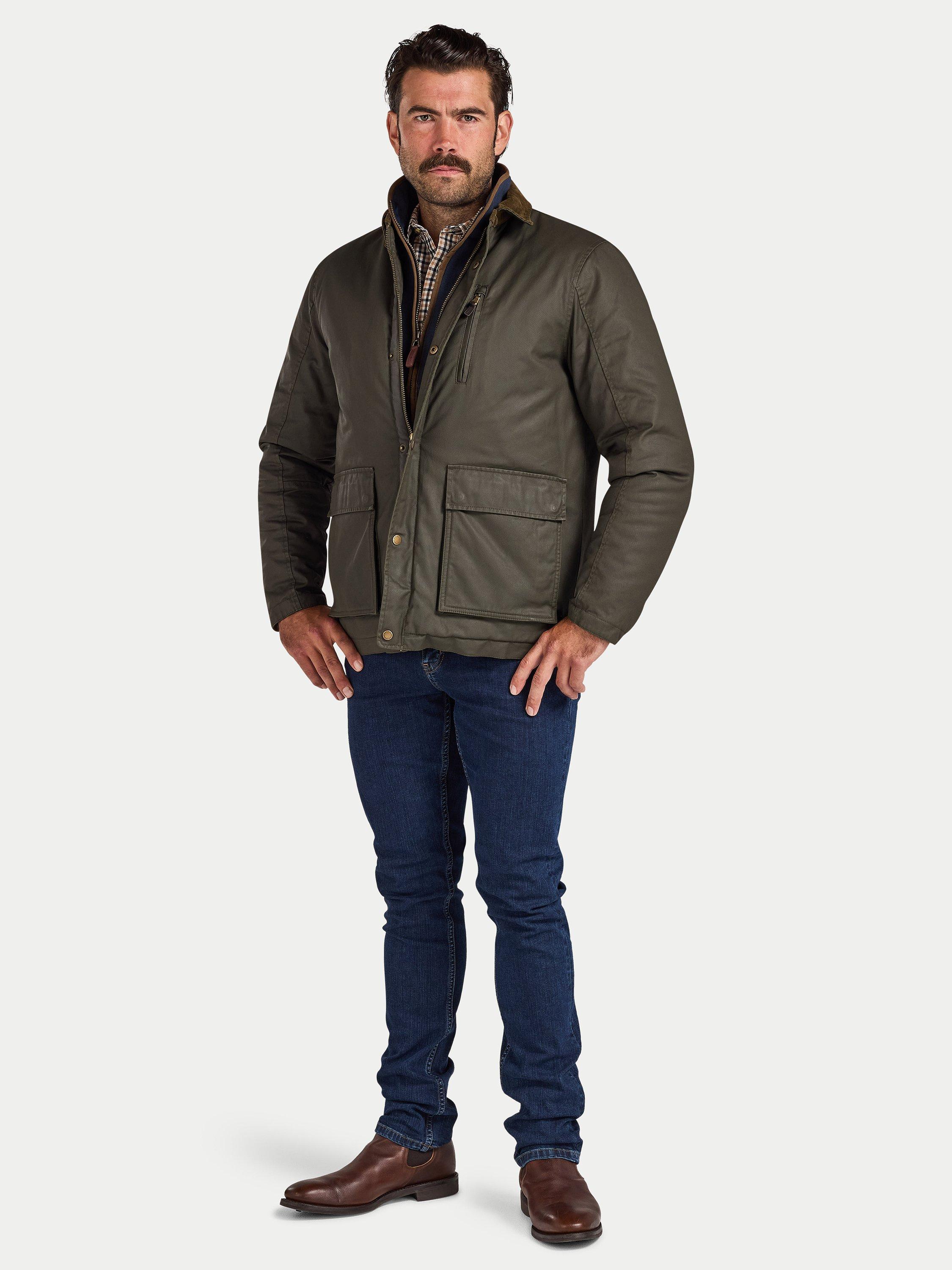 Product image 9 of 9, which shows Raging Bull  Wax Effect Cord Collar Jacket, Khaki, S