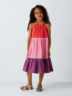 John Lewis Kids' Colour Block Tiered Sun Dress, Multi, Multi