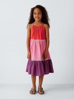 John Lewis Kids' Colour Block Tiered Sun Dress, Multi - view 2, Multi