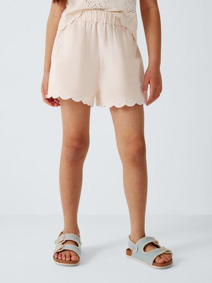 John Lewis Kids' Embroidered Palms Shorts, Cream, Cream